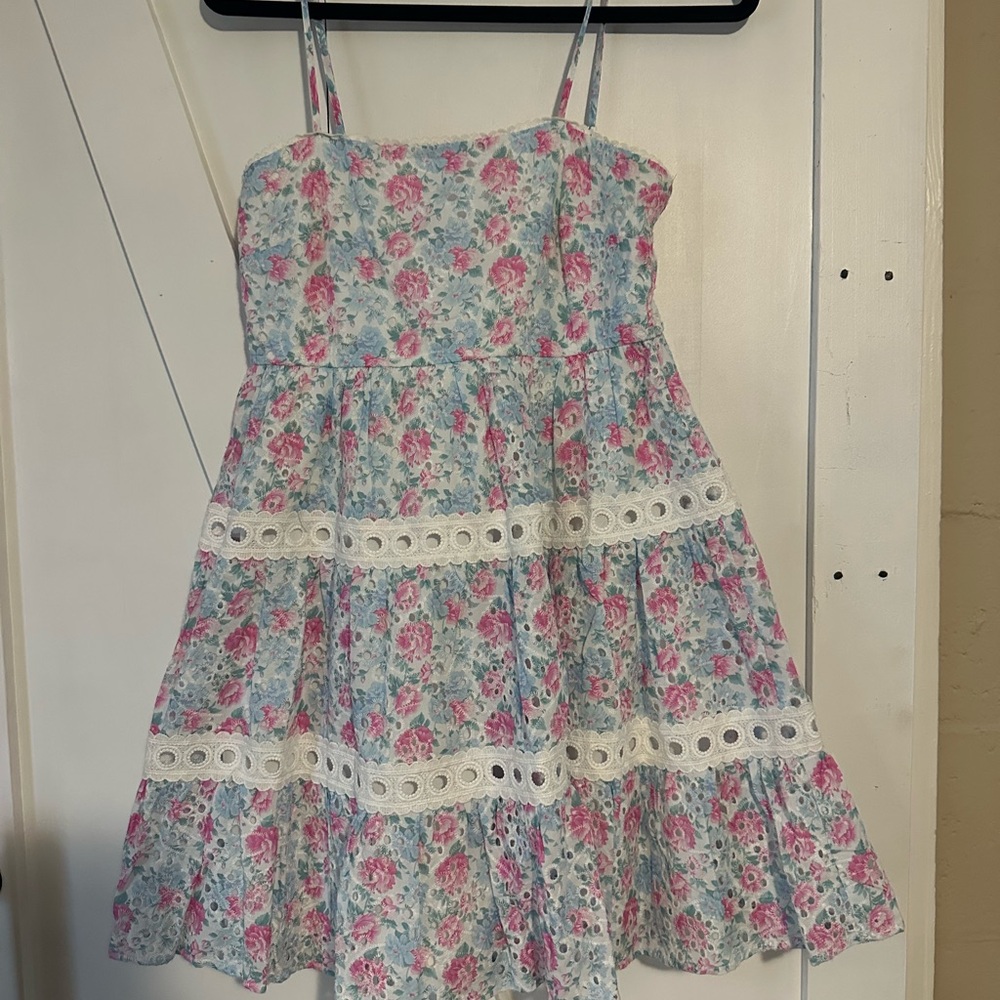 Floral Pink and Blue Kids Dress